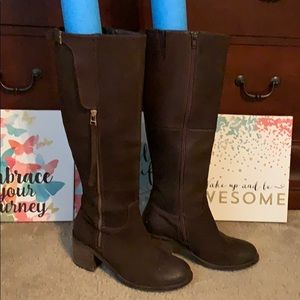 Over the knee with heel leather boots